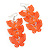 Neon Orange Lightweight Filigree Triple Butterfly Drop Earrings In Silver Tone - 75mm Length - view 2