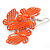 Neon Orange Lightweight Filigree Triple Butterfly Drop Earrings In Silver Tone - 75mm Length - view 4
