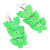 Neon Green Lightweight Filigree Triple Butterfly Drop Earrings In Silver Tone - 75mm Length - view 5