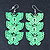 Neon Green Lightweight Filigree Triple Butterfly Drop Earrings In Silver Tone - 75mm Length - view 3