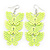 Neon Yellow Lightweight Filigree Triple Butterfly Drop Earrings In Silver Tone - 75mm Length - view 2