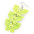 Neon Yellow Lightweight Filigree Triple Butterfly Drop Earrings In Silver Tone - 75mm Length - view 3