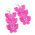 Neon Pink Lightweight Filigree Triple Butterfly Drop Earrings In Silver Tone - 75mm Length - view 2