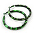 Medium Green/ Black Snake Print Hoop Earrings In Silver Tone - 55mm Diameter - view 2