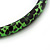 Medium Green/ Black Snake Print Hoop Earrings In Silver Tone - 55mm Diameter - view 5