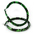 Medium Green/ Black Snake Print Hoop Earrings In Silver Tone - 55mm Diameter