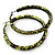 Medium Lemon Yellow/ Black Snake Print Hoop Earrings In Silver Tone - 55mm Diameter - view 2