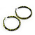 Medium Lemon Yellow/ Black Snake Print Hoop Earrings In Silver Tone - 55mm Diameter - view 3