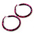 Medium Deep Pink/ Black Snake Print Hoop Earrings In Silver Tone - 55mm Diameter - view 3
