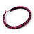 Medium Deep Pink/ Black Snake Print Hoop Earrings In Silver Tone - 55mm Diameter - view 4