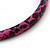 Medium Deep Pink/ Black Snake Print Hoop Earrings In Silver Tone - 55mm Diameter - view 5