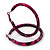 Medium Deep Pink/ Black Snake Print Hoop Earrings In Silver Tone - 55mm Diameter