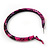 Medium Deep Pink/ Black Snake Print Hoop Earrings In Silver Tone - 55mm Diameter - view 6