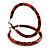 Medium Orange/ Black Snake Print Hoop Earrings In Silver Tone - 55mm Diameter - view 2
