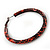 Medium Orange/ Black Snake Print Hoop Earrings In Silver Tone - 55mm Diameter - view 5