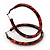 Medium Orange/ Black Snake Print Hoop Earrings In Silver Tone - 55mm Diameter - view 7