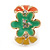 Orange/ Green/ Yellow Crystal Floral Clip On Earrings In Gold Plating - 22mm Length - view 3