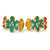 Orange/ Green/ Yellow Crystal Floral Clip On Earrings In Gold Plating - 22mm Length - view 6