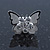 Teen Rhodium Plated Clear Crystal 'Butterfly' Stud Earrings - 15mm Width - view 2