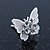 Teen Rhodium Plated Clear Crystal 'Butterfly' Stud Earrings - 15mm Width - view 3