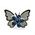 Teen Rhodium Plated Sky Blue Crystal 'Butterfly' Stud Earrings - 15mm Width - view 5
