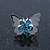 Teen Rhodium Plated Azure Crystal 'Butterfly' Stud Earrings - 15mm Width - view 2