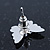 Teen Rhodium Plated Fuchsia Crystal 'Butterfly' Stud Earrings - 15mm Width - view 6