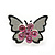 Teen Rhodium Plated Light Pink Crystal 'Butterfly' Stud Earrings - 15mm Width - view 6