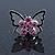 Teen Rhodium Plated Light Pink Crystal 'Butterfly' Stud Earrings - 15mm Width - view 2