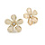 Transparent Off White Acrylic 'Daisy' Stud Earrings In Gold Plating - 25mm Diameter - view 3