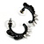 Teen Skulls and Spikes Small Hoop Earrings in Black (Silver Tone) - 30mm Width - view 2