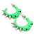 Teen Skulls and Spikes Small Hoop Earrings in Neon Green (Silver Tone) - 30mm Width - view 2