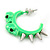 Teen Skulls and Spikes Small Hoop Earrings in Neon Green (Silver Tone) - 30mm Width - view 4