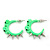 Teen Skulls and Spikes Small Hoop Earrings in Neon Green (Silver Tone) - 30mm Width - view 5