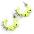 Teen Skulls and Spikes Small Hoop Earrings in Neon Yellow (Silver Tone) - 30mm Width - view 4