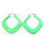 Large Matte Acrylic Square Doorknocker Hoop Earrings in Neon Green - 6cm Diameter - view 5