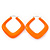 Large Matte Acrylic Square Doorknocker Hoop Earrings in Neon Orange - 6cm Diamete - view 5