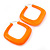 Large Matte Acrylic Square Doorknocker Hoop Earrings in Neon Orange - 6cm Diamete - view 2