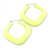 Large Matte Acrylic Square Doorknocker Hoop Earrings in Neon Yellow - 6cm Diameter - view 2