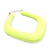 Large Matte Acrylic Square Doorknocker Hoop Earrings in Neon Yellow - 6cm Diameter - view 3