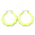 Medium Sized Bamboo Textured Doorknocker Hoop Earrings in Neon Yellow - 5cm Diameter - view 2