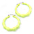 Medium Sized Bamboo Textured Doorknocker Hoop Earrings in Neon Yellow - 5cm Diameter - view 3