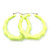 Medium Sized Bamboo Textured Doorknocker Hoop Earrings in Neon Yellow - 5cm Diameter