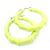 Medium Sized Bamboo Textured Doorknocker Hoop Earrings in Neon Yellow - 5cm Diameter - view 4