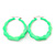 Medium Sized Bamboo Textured Doorknocker Hoop Earrings in Neon Green - 5cm Diameter - view 5