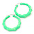 Medium Sized Bamboo Textured Doorknocker Hoop Earrings in Neon Green - 5cm Diameter - view 2