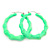 Medium Sized Bamboo Textured Doorknocker Hoop Earrings in Neon Green - 5cm Diameter - view 1