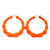 Medium Sized Bamboo Textured Doorknocker Hoop Earrings in Neon Orange - 5cm Diameter - view 6