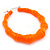 Medium Sized Bamboo Textured Doorknocker Hoop Earrings in Neon Orange - 5cm Diameter - view 3
