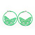 Neon Green Filigree Butterfly Metal Hoop Earrings - 6cm Diameter - view 2